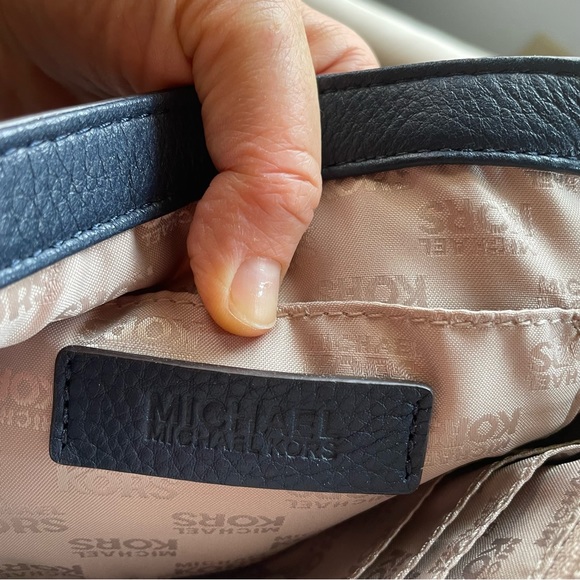 Michael Kors Blue Oversized Clutch Leather Purse Handbag - Picture 6 of 8